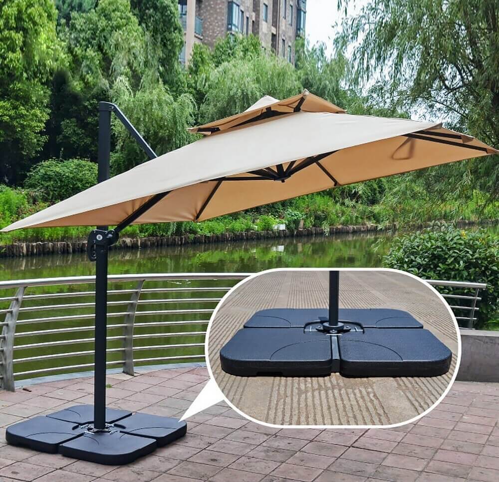 4parts Heavy Cantilever Offset Weighted Patio Umbrella Base Stand Wojoma