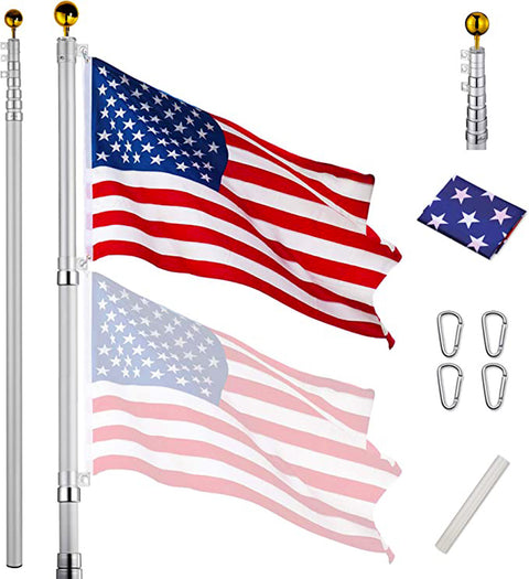 Telescoping FlagPole Kit with Solar Light