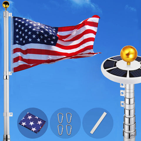 Telescoping FlagPole Kit with Solar Light