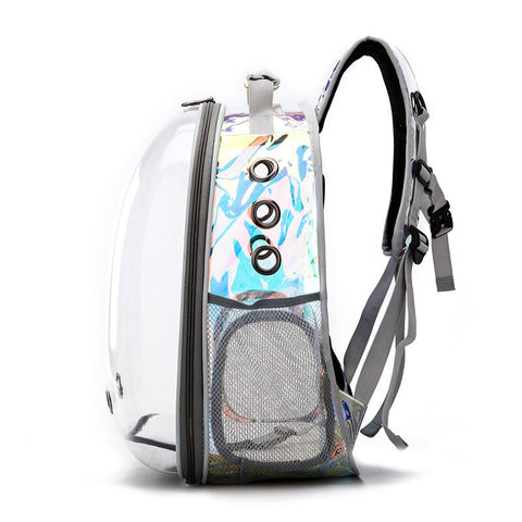 Holographic clear bubble cat backpack